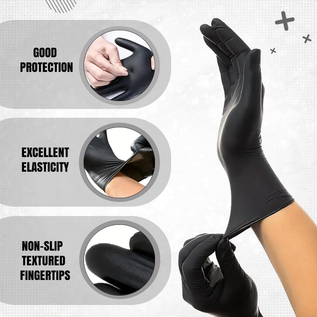 strong black nitrile gloves