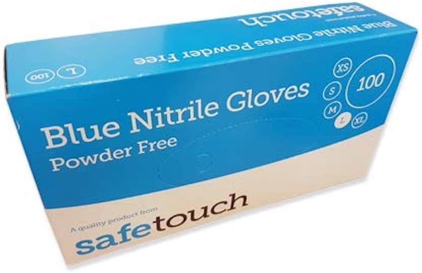 Blue Nitrile Powder Free Disposable Gloves Box Of 100 Powder & Latex Free Medium AQL 1.5