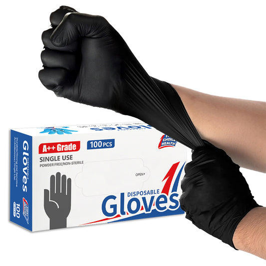 First Choice Strong Black Nitrile Disposable Gloves Powder Latex Free 10 x 100 (1000)
