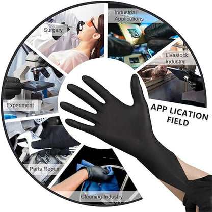 First Choice Strong Black Nitrile Disposable Gloves Powder Latex Free Pack Of 100