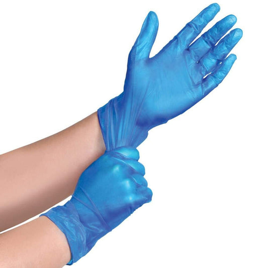 Meditrade Vinyl Gloves Blue Powder Free Disposable Examination Box of 100