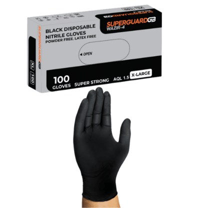 Superguard GB Black Disposable Heavy Nitrile Gloves Box Of 100 AQL 1.5 Wazir-4