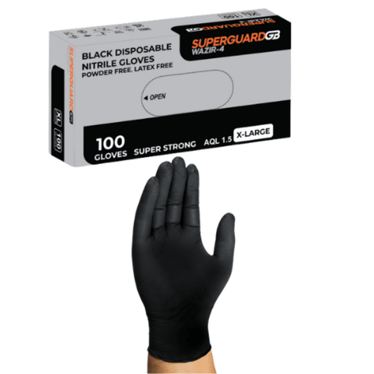 Superguard GB Black Disposable Heavy Nitrile Gloves Case Of 1000x AQL 1.5 Wazir-4