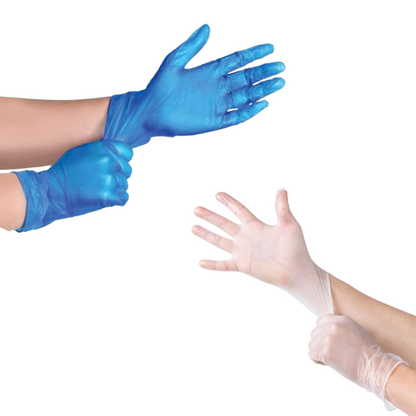 Blue And Clear Vinyl Gloves Bulk