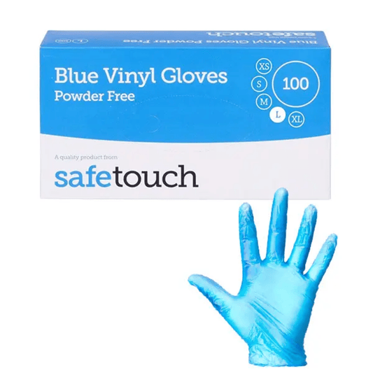 Blue Vinyl Powder Free Disposable Examination Gloves Box Of 100