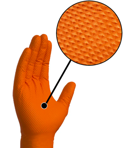 heavy duty orange diamond nitrile gloves 