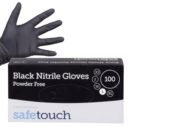 safetouch strong black nitrile disposable gloves